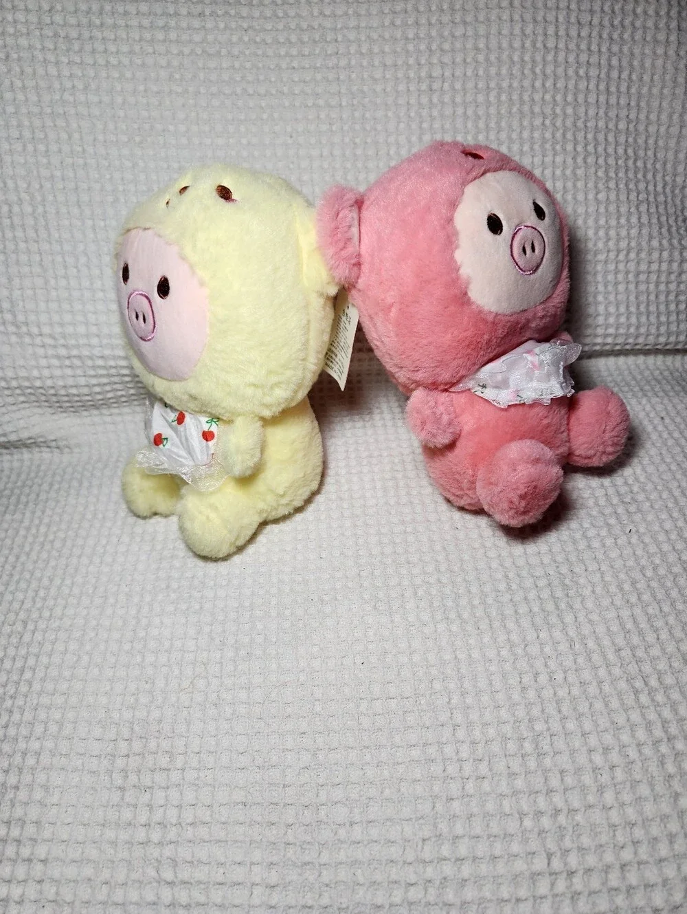 Plush Piglet Pair - Pink and Pale Yellow Soft Stuffed Animals